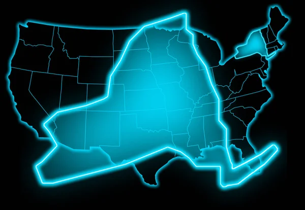 new york map blue glow futuristic design