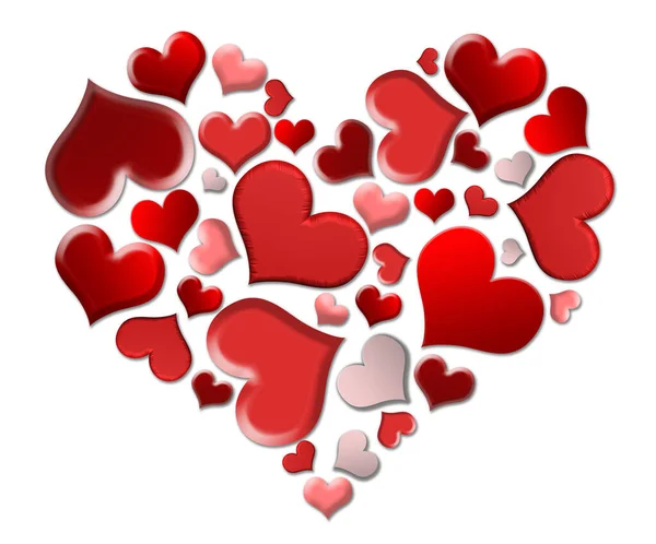 Valentines Den Pozadí Červenými Srdci — Stock fotografie