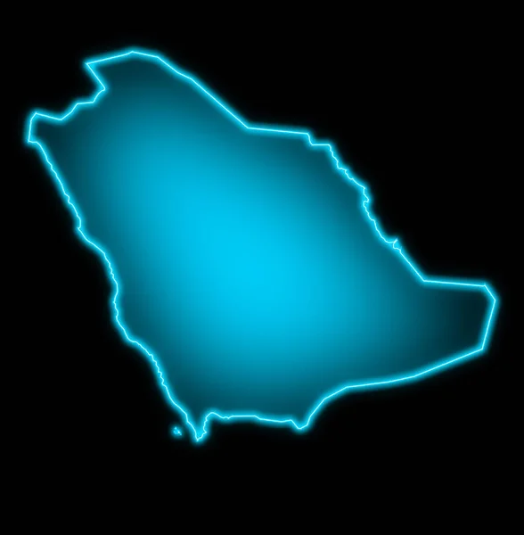 Saudí Arabia Mapa Azul Brillo Futurista — Foto de Stock