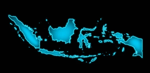 Indonesia Mapa Azul Brillo Diseño Futurista — Foto de Stock