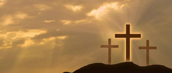 Кресты Иисуса Христа Небе Закате — стоковое фото