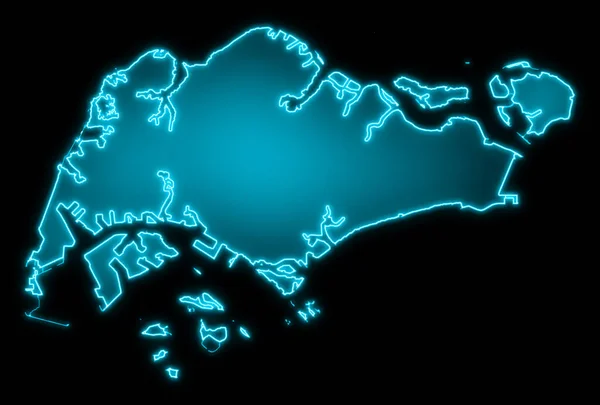 Singapore Karta Blå Glöd Futuristiska — Stockfoto