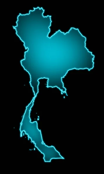Thailand Kaart Blauw Gloed Futuristisch — Stockfoto