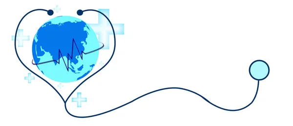 World Health Day Globe Sthetoscope Blue — Stock Photo, Image