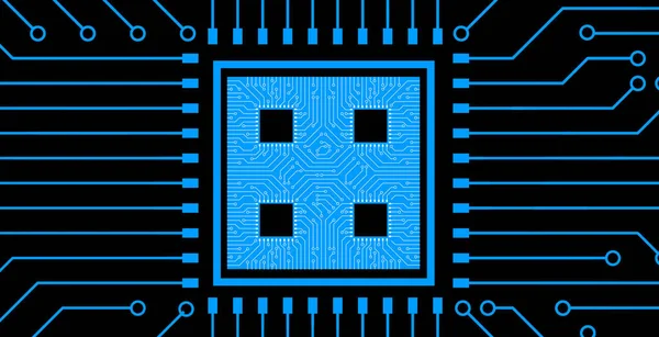 プロセッサCpu回路ライン白と青 — ストック写真