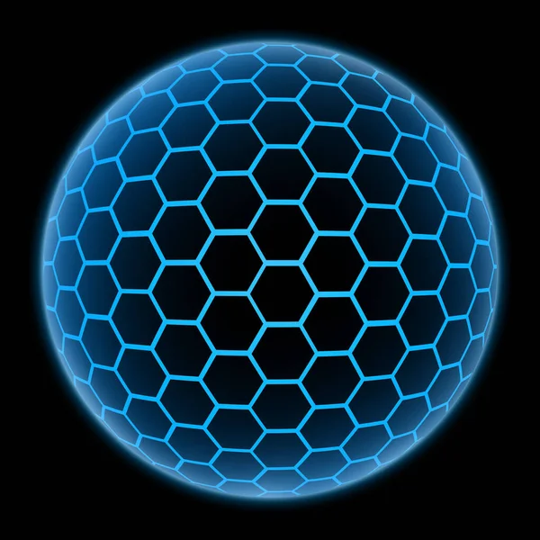 Синій Блиск Шестикутної Сфери Футуристичний Дизайн — стокове фото
