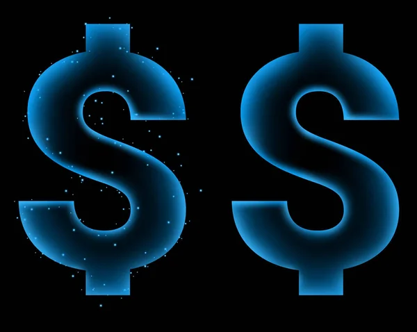 Wij Dollar Blauwe Gloed Met Deeltje Licht Futuristisch Ontwerp — Stockfoto