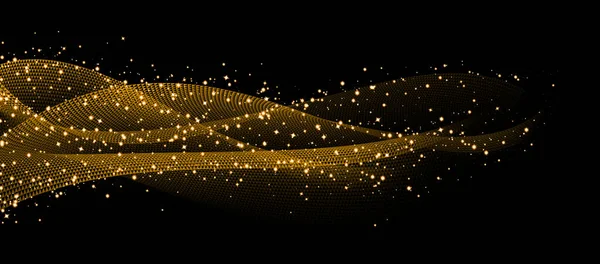 Abstracto Onda Cola Amarilla Para Diseño Lujo Con Partículas Luz — Foto de Stock