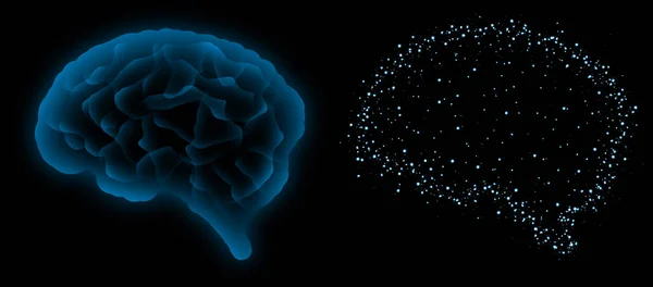 Cerebro Azul Separado Con Concepto Inteligencia Artificial Partículas Chispas — Foto de Stock
