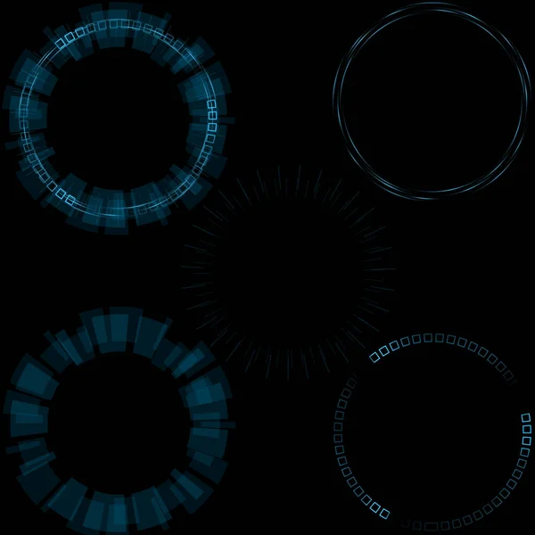 ホログラフィック サークルはブルー グロー未来技術の抽象的な透明背景と分離された形状要素 — ストック写真