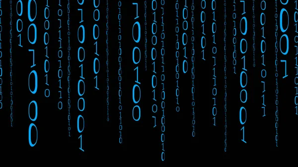 Matriz Digital Futurista Azul Bit Binário Caindo — Fotografia de Stock