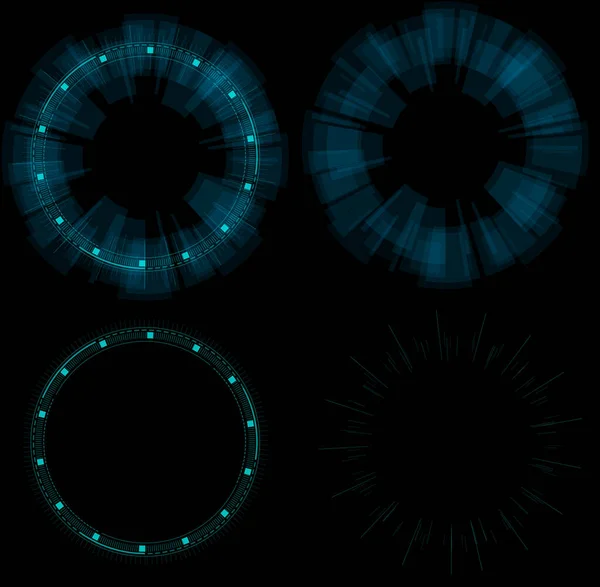 Gruby Okrąg Wyświetlacza Hud Niebieską Kropką Blask Wokół Futurystycznej Konstrukcji — Zdjęcie stockowe