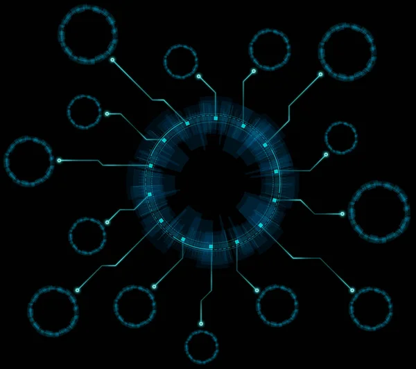 Futurista Círculo Azul Brilho Com Pequeno Círculo Torno Grande Círculo — Fotografia de Stock