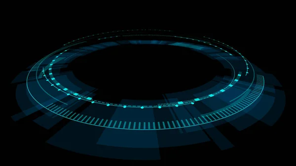 Holographique Cercle Holographique Bleu Technologie Futuriste Abstrait Fond Noir Image En Vente