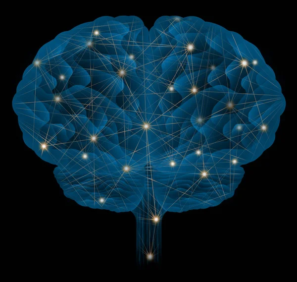 Back Brain Human Blue Network Light Dot Illustration Koncepcja Sieci — Zdjęcie stockowe