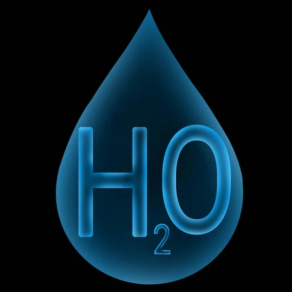 Átomo H2O Com Design Futurista Gotas Água Brilho Azul — Fotografia de Stock
