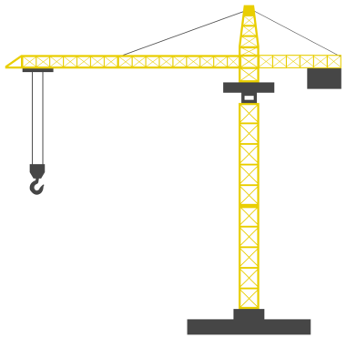 Sarı renkli vinç kulesi çizimi