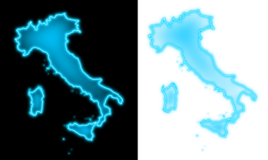 İtalya haritası mavi parlak fütürist tasarım