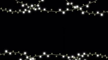 Çerçeve Işıklı Altın Yıldız ve Yuvarlak Noel Süslemesi