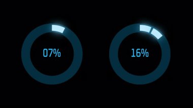 Yüzde 100 İlerleme - Geleceksel Canlandırılmış Dairesel HUD Yükleyici