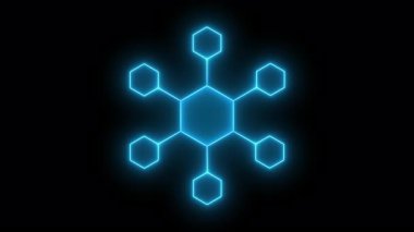 Altıgen Molekül Ağı Geleceğin Parlayan Mavi Neon Teknoloji Canlandırması
