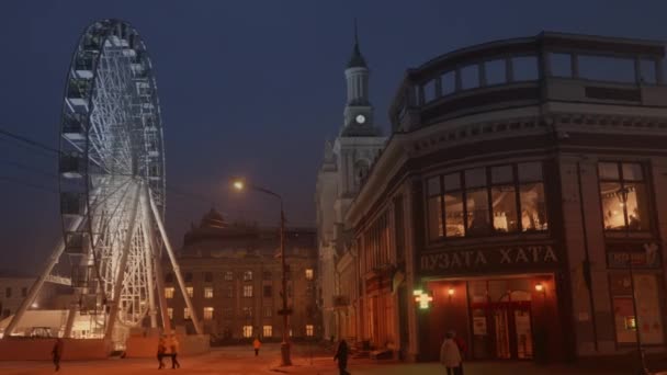 View Slowly Moving Ferris Wheel Central Towns Square Atmosferic Evening — Stok video