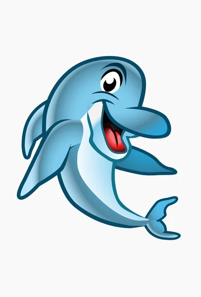 Roztomilý Modrý Delfín Vector Kreslené Zvíře — Stockový vektor