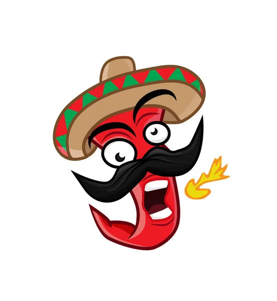 Mexikanische Chili Flamme Maskottchen Karikatur Von Scharfem Chili — Stockvektor