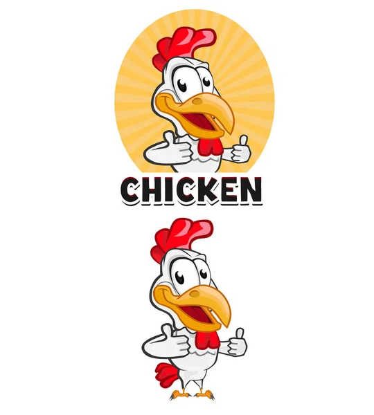 Pollo Dando Pulgares Mascot Logo — Archivo Imágenes Vectoriales
