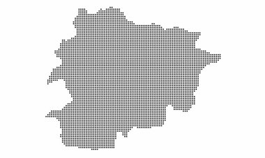 Andorra dotted map with grunge texture in dot style. Abstract vector illustration of a country map with halftone effect for infographic.
