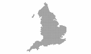 England dotted map with grunge texture in dot style. Abstract vector illustration of a country map with halftone effect for infographic.