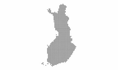 Finland dotted map with grunge texture in dot style. Abstract vector illustration of a country map with halftone effect for infographic.