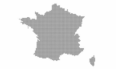 France dotted map with grunge texture in dot style. Abstract vector illustration of a country map with halftone effect for infographic.