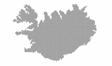 Iceland dotted map with grunge texture in dot style. Abstract vector illustration of a country map with halftone effect for infographic.