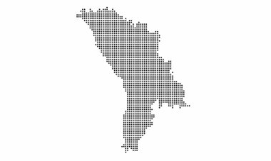 Moldova dotted map with grunge texture in dot style. Abstract vector illustration of a country map with halftone effect for infographic.
