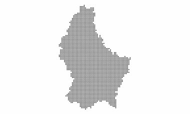 Luxembourg dotted map with grunge texture in dot style. Abstract vector illustration of a country map with halftone effect for infographic.