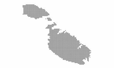 Malta dotted map with grunge texture in dot style. Abstract vector illustration of a country map with halftone effect for infographic.