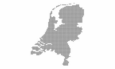 Netherlands dotted map with grunge texture in dot style. Abstract vector illustration of a country map with halftone effect for infographic.