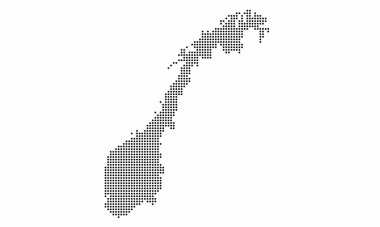 Norway dotted map with grunge texture in dot style. Abstract vector illustration of a country map with halftone effect for infographic.