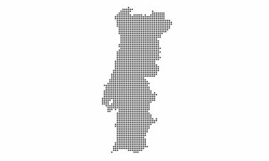 Portugal dotted map with grunge texture in dot style. Abstract vector illustration of a country map with halftone effect for infographic.