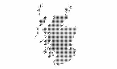 Scotland dotted map with grunge texture in dot style. Abstract vector illustration of a country map with halftone effect for infographic.