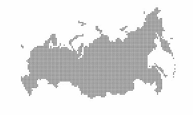 Russia dotted map with grunge texture in dot style. Abstract vector illustration of a country map with halftone effect for infographic.