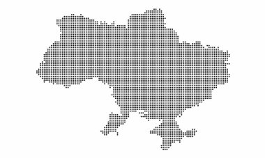 Ukraine dotted map with grunge texture in dot style. Abstract vector illustration of a country map with halftone effect for infographic.