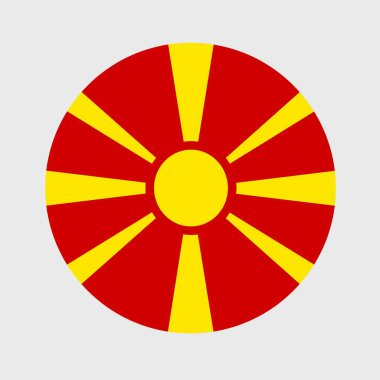 Makedonya bayrağının düz yuvarlak şeklindeki temsili temsili. Resmi ulusal bayrak düğme simgesi şeklinde.