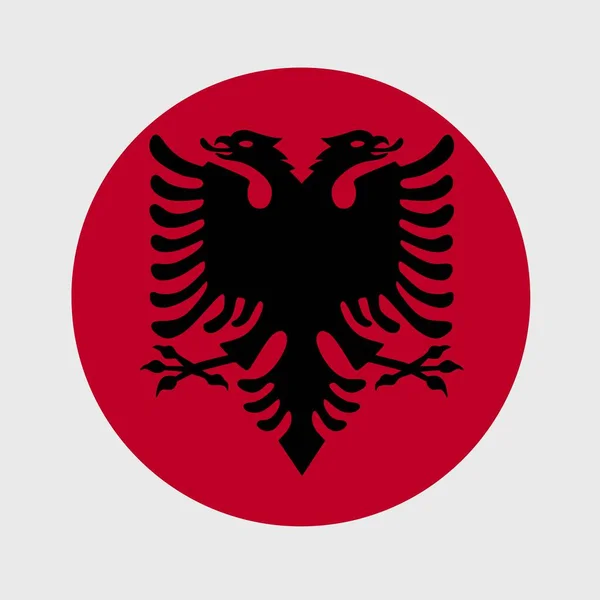 Vektor Illustration Platt Rund Form Albanien Flagga Officiella Nationella Flagga — Stock vektor