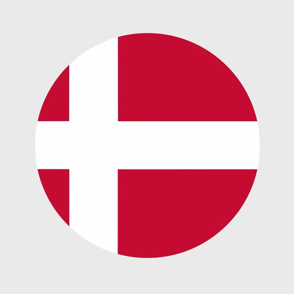 Illustrazione Vettoriale Forma Rotonda Piatta Della Bandiera Danese Bandiera Nazionale — Vettoriale Stock