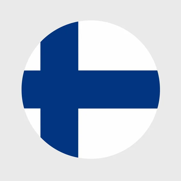 フィンランド国旗の丸い形のベクトルイラスト ボタンアイコン形の公式国旗 — ストックベクタ