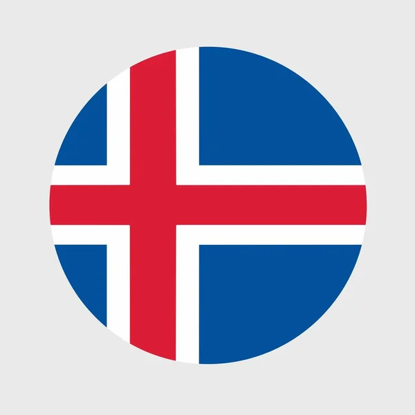 Illustrazione Vettoriale Forma Rotonda Piatta Della Bandiera Islandese Bandiera Nazionale — Vettoriale Stock