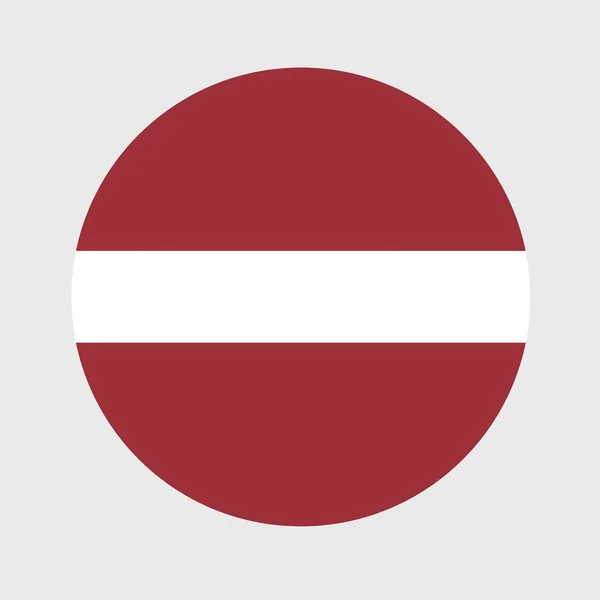 Vektorové Znázornění Plochého Kulatého Tvaru Lotyšské Vlajky Oficiální Národní Vlajka — Stockový vektor