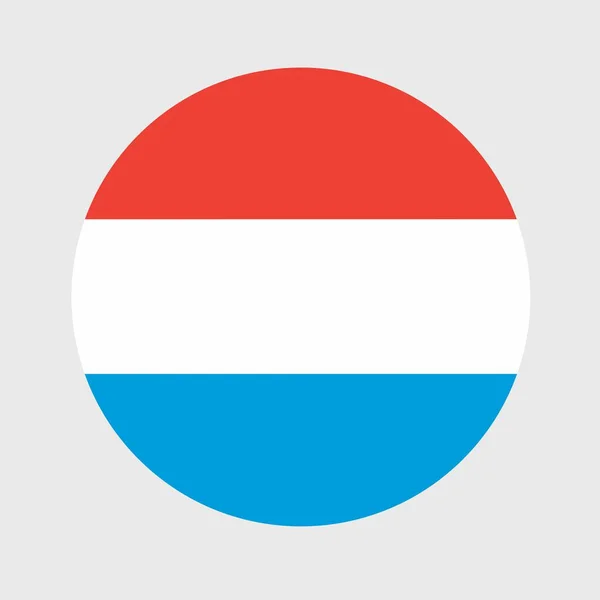 Ilustracja Wektorowa Płaskiej Okrągłej Flagi Luksemburga Oficjalna Flaga Narodowa Kształcie — Wektor stockowy